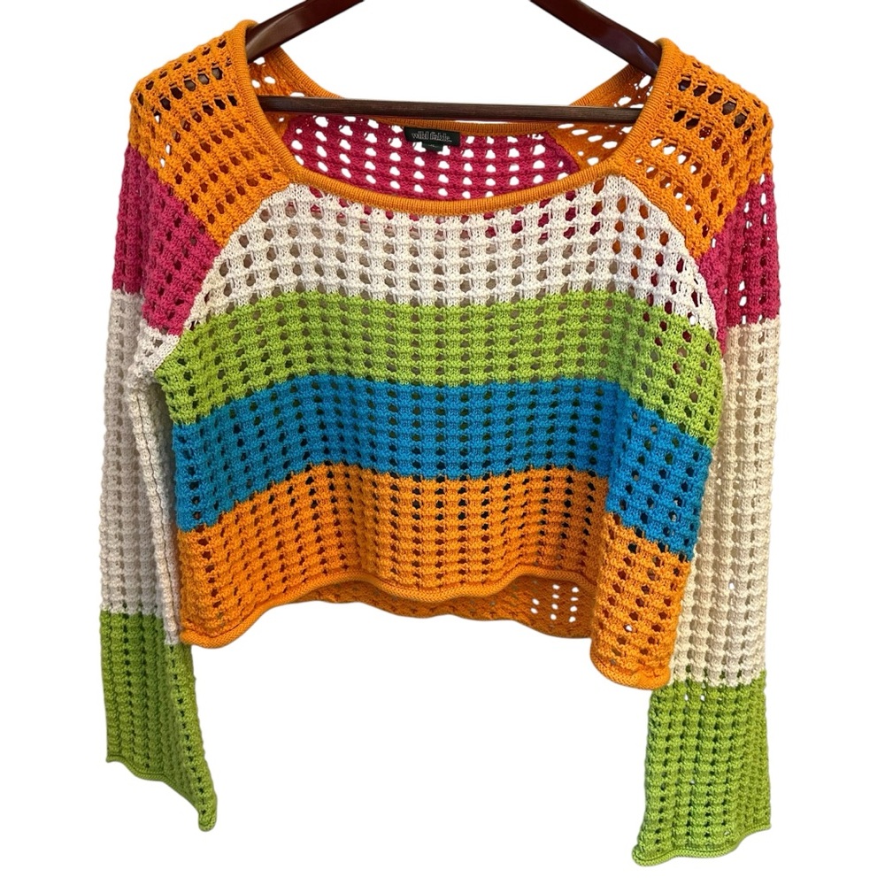 Wild Fable Striped Crop Cotton Sweater M